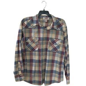 Big Mac Work Wear Plaid Shirt Mens XL Long Sleeve Pearl Snap Button Up Western